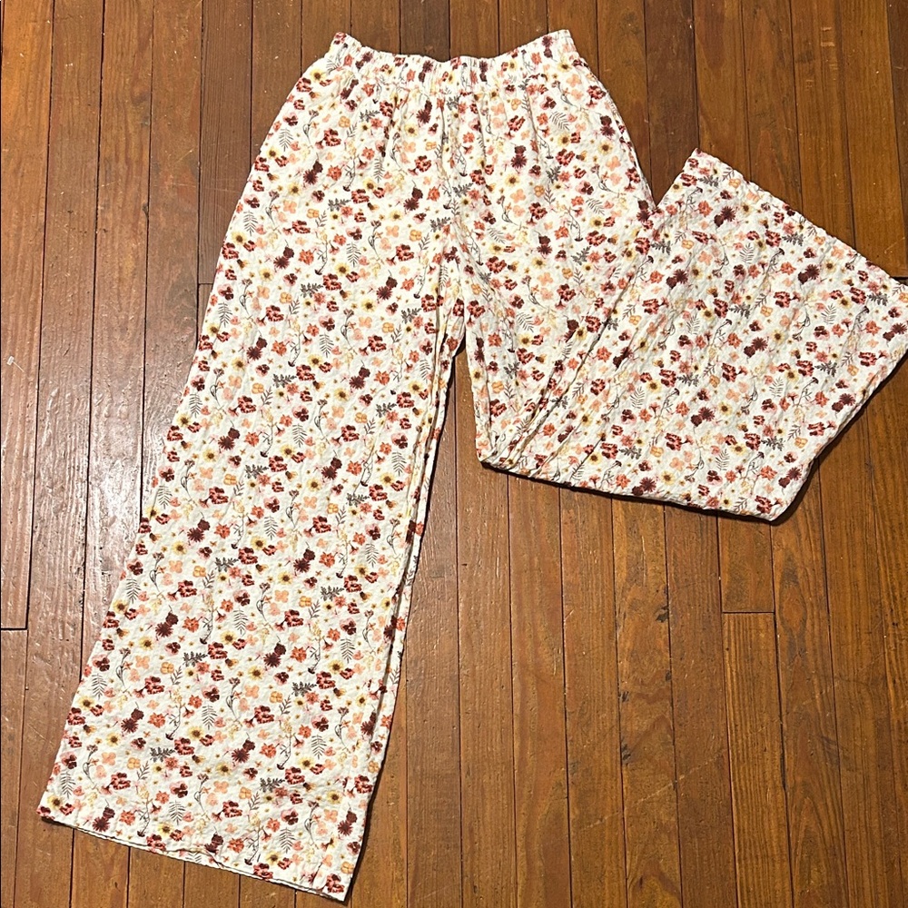 Floral Print boho wide leg pants